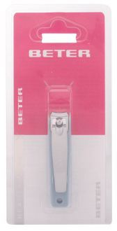 Chromeplated manicure nail clipper with catcher , curved point