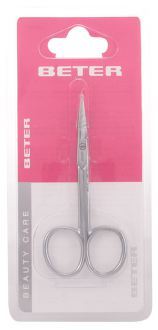 Chromeplated manicure cuticle scissors, curved tip