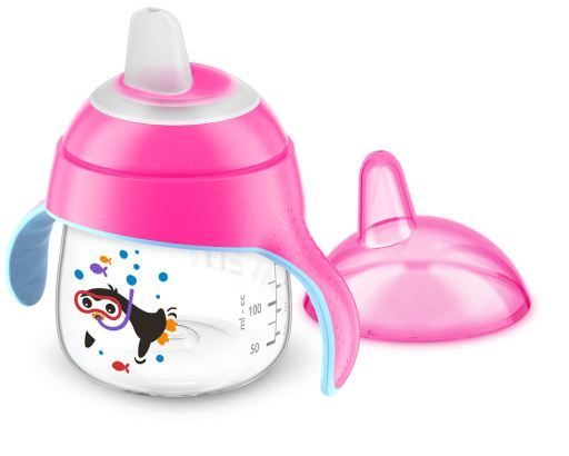 Glass with Pink Penguin Mouthpiece 200 ml